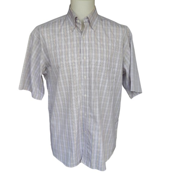 ENRO SZ M Plaid SS Men's Button Down Shirt 100% Cotton Poplin Non-Iron - Picture 1 of 11